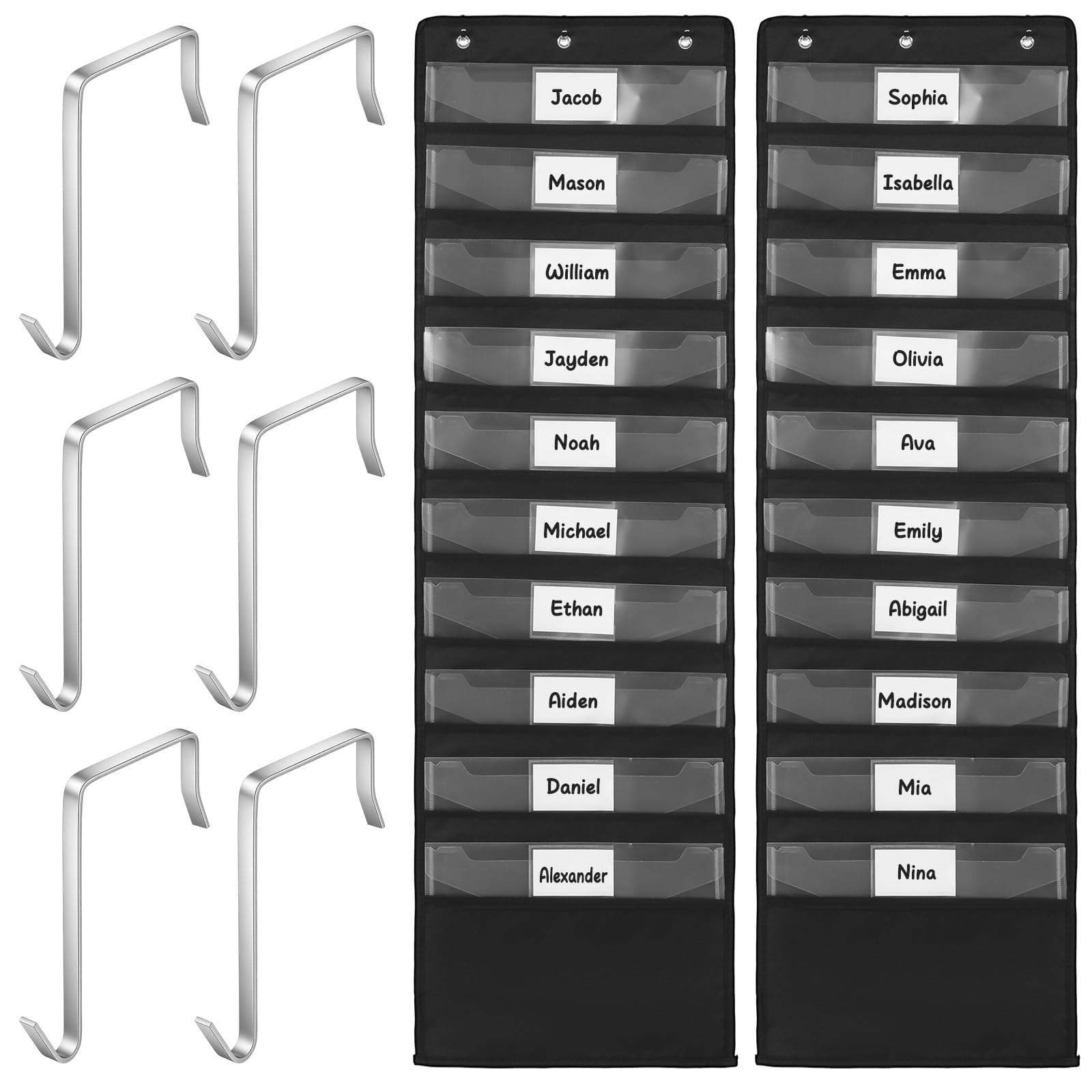 Photo 1 of 2 Pcs 10 Pockets Storage Pocket Charts Hanging Wall File Organizer with 6 Hooks Wall Hanging File Folder Organizer for Classroom, Office, Home, and More Organize Your Assignments, Files, Paper