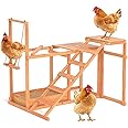 GOJOOASIS Chicken Activity Play Chicken Perches for Poultry Run with Wood Stand, Ladder, Platforms, Swing Stand, Food Storage Wood Chicken Toy for Coop, Outdoor Birds Pet Entertainment Stress Relief