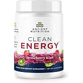 Ancient Nutrition Clean Energy Powder, Strawberry Kiwi | Supports Healthy Energy and Cognitive Health, Promotes Mental Alertness and Focus, 30 Servings