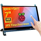 iPistBit 7 Inch LCD Touch Screen, 1024x600 IPS Display with Stand, HDMI Portable Monitor for Raspberry Pi 5/4B/3B+/3B/B+/Zero/400, BB Black, Windows 10 8 7, Free Driver