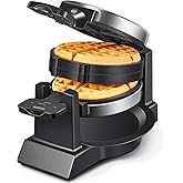 Reemix Waffle Maker, Round Classic Belgian Waffle Iron with 180°Rotating Design, Nonstick Plates & Cool Touch Handle, 1080W F