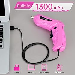 Pink Cordless Screwdriver Set with Rechargeable