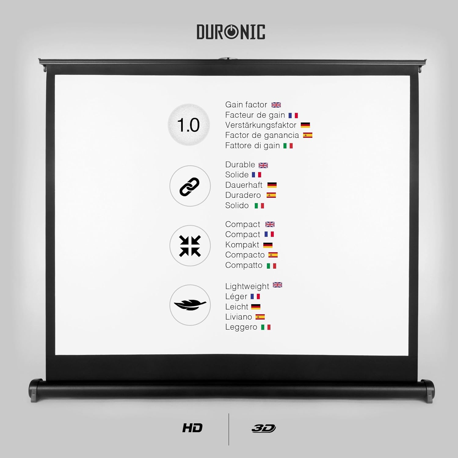 Duronic DPS50 /43 Pantalla de Proyección Plegable de Escritorio ...