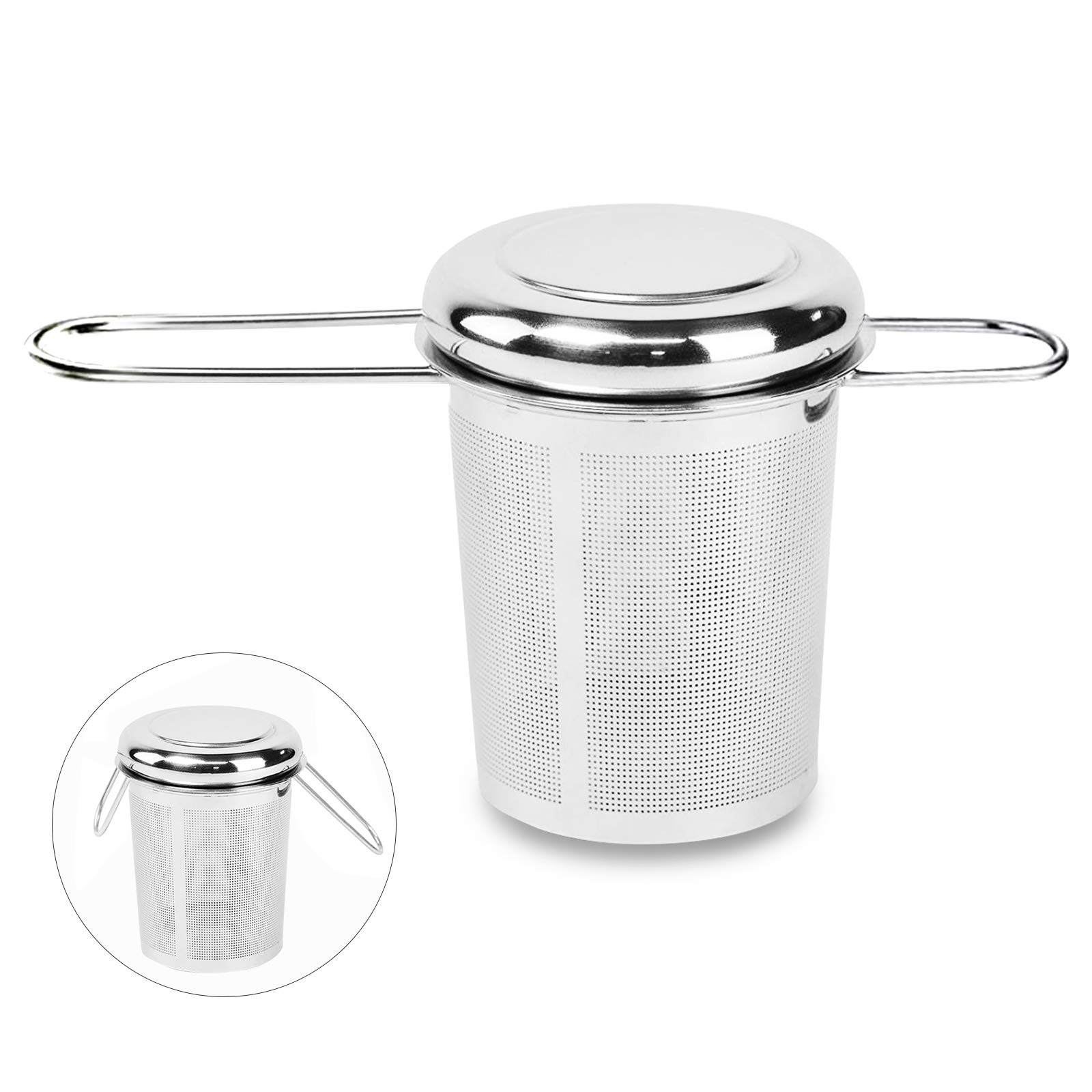 Photo 1 of Tea Infuser,Stainless Steel Tea Steeper Fine Mesh Filters, Large Capacity Tea Strainer With Folding Handle And Lid,Hanging On Teapots Mugs Cups To Steep Loose Leaf Tea And Coffee(1 Piece,Silver)