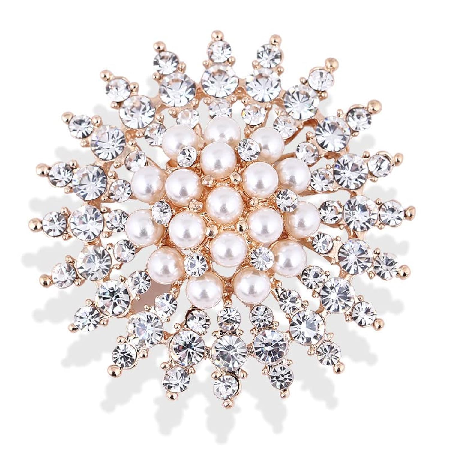 Christmas Snowflake Simulated Pearl Flower Rhinestone Wedding Brooch Crystal Corsage Collar Pin Brooch Dress Scarf Clothing Accessories Jewelry Gift For Bride Girl Women