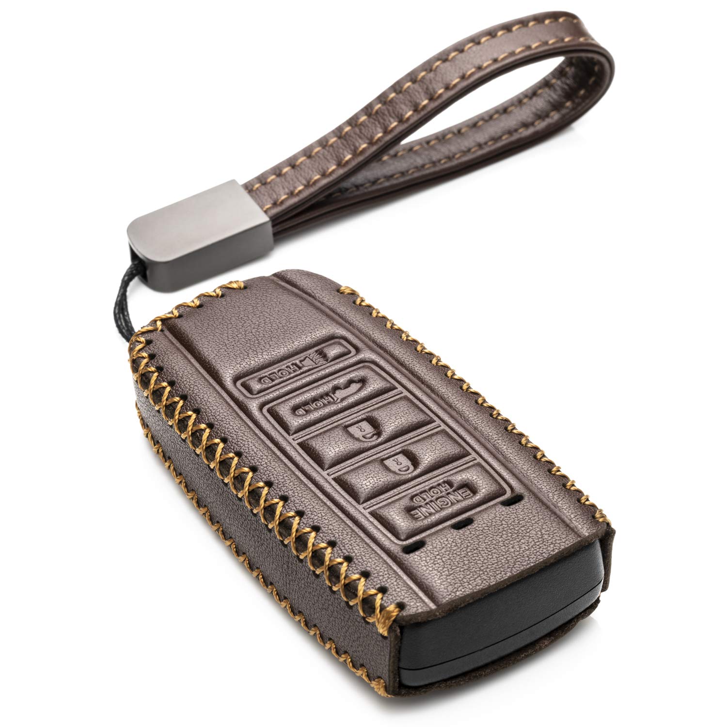 Vitodeco Leather Smar Key Fob Case Compatible with Acura RDX, MDX, ILX 2016 - 2021, Acura TLX 2016 - 2022, Acura Integra 2023 (5-Button, Brown)