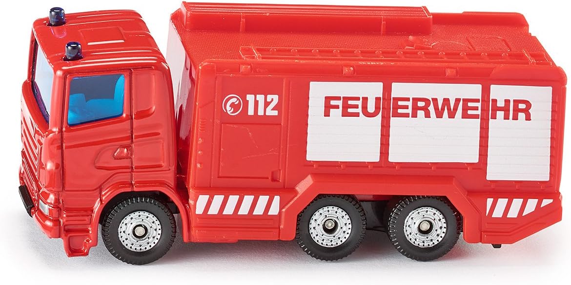 siku 1034, Fire Engine, Metal,Plastic, Red, Trailer hitch, 84 x 31 x 36 mm