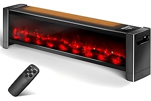 Oylus Baseboard Heater with Fireplace - 1500W Electric Fireplace Heater with Realistic 3D Flame Effect, Adjustable Thermostat Space Heater for Large Room, Office&Bedroom, Tip-Over&Overheat Protection