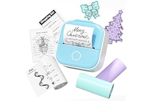 Zoolion Mini Thermal Printer T02- Mini Inkless Printer Sticker, inkless Sticker Printer with 1 Roll Sticker Paper, Pocket Printer Mini Sticker Printer for Photos DIY Journal Memo Notes Work Plans