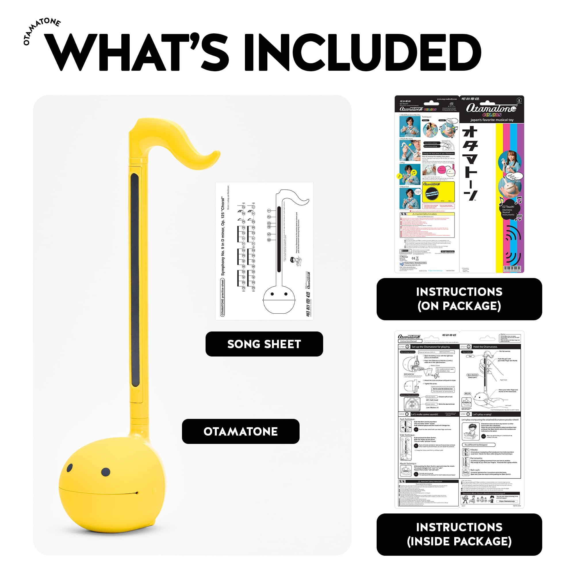 Otamatone Japanese Electronic Musical Instrument Portable Music Synthesizer from Japan by Maywa Denki Studio Award Winning, Educational Fun Gift for Children, Teens & Adults - Yellow & Hot Pink Set