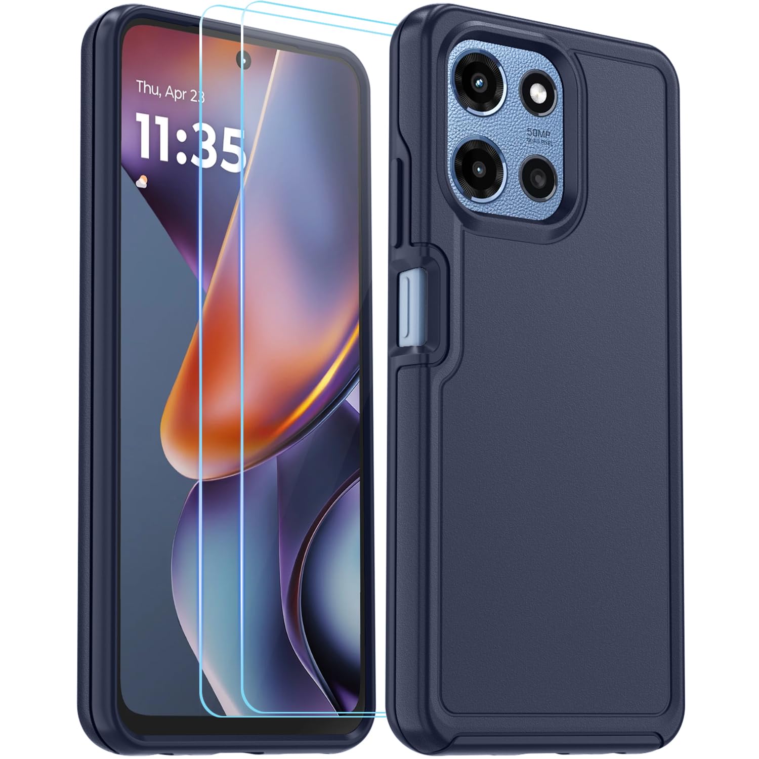 Suncasetor for Motorola Moto-G-5G 2025/2026 Case,Moto G Play 2026 Case with HD Screen Protector:Heavy Duty Cell Phone Cover with Shockproof Rugged Military Grade Drop Protection (Dk Blue)