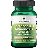 Swanson Lactobacillus Rhamnosus with FOS - Probiotic Supplement Supports Digestive Health - 5 Billion CFU - Promotes GI Tract Health During Travel - (60 Veggie Caps)