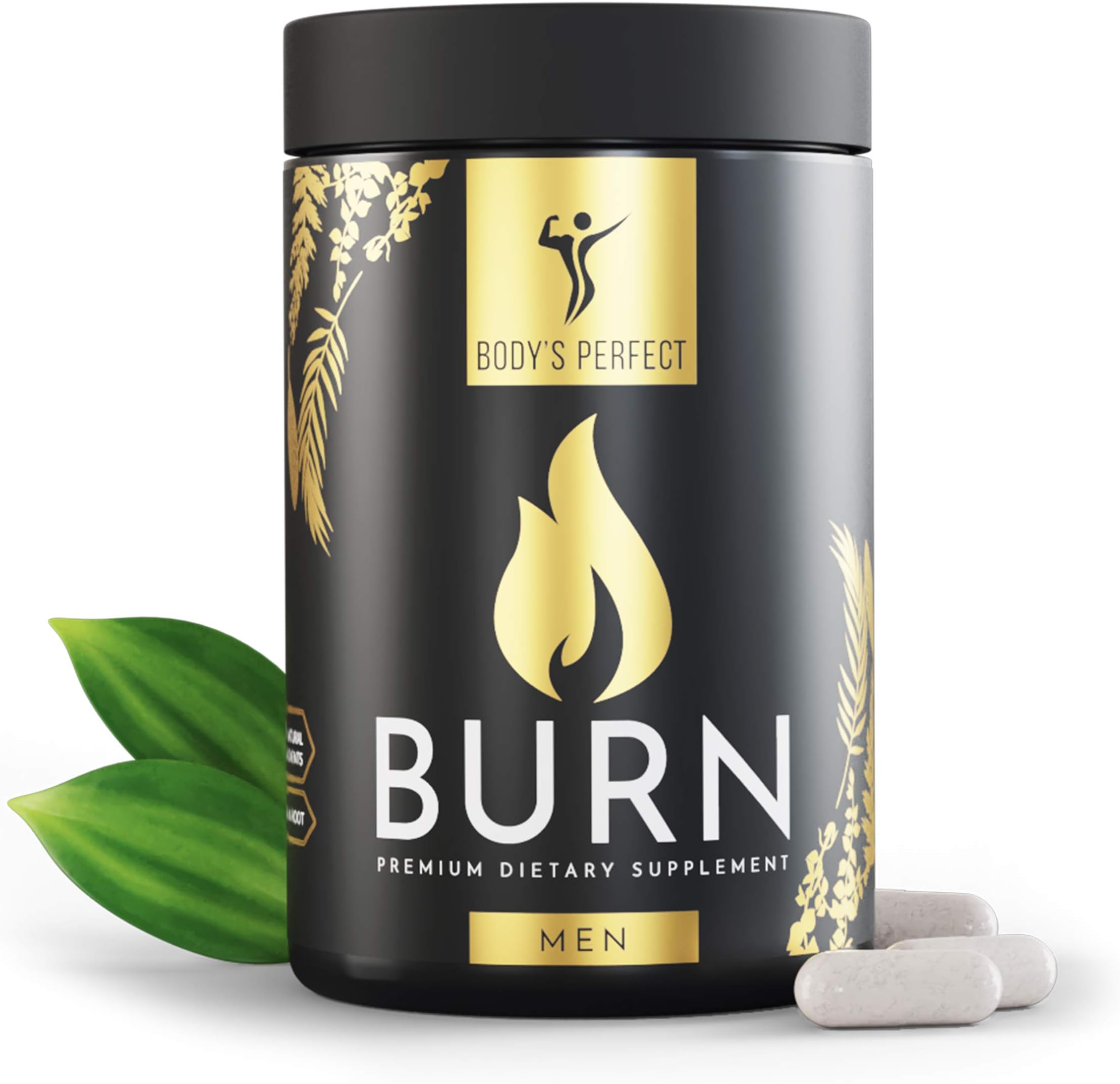 Burn Metabolism Booster - Appetite Suppressant Developed for Men. Weight Management with Fat Burning & Energy Boosting Properties. with Green Tea, Maca Extract, Vitamins and Minerals - 120 Capsules