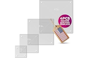 LaserThing Quilting Acrylic Template Set | Precision Tools for Quilting Enthusiasts | Square Design | Includes Sizes 4", 3", 2", 1" | 1/8 Clear Acrylic | 1/4" Seam Allowance for Accuracy