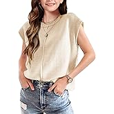 Girls Spring Summer Cap Sleeve Teen Tops Cute Casual Loose Knit Shirts Lightweight Vests Clothes Fashion Tops