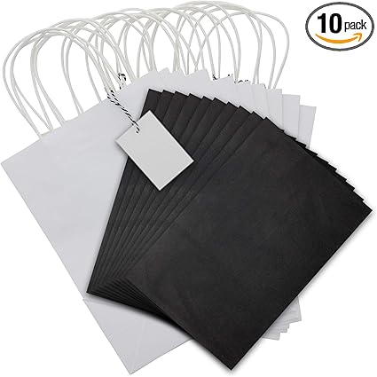 Amazon Com Psithurism Premium Grade White Gift Bag Sets With Tissue Paper And Gift Tags Reinforced Cardboard Bottom Insert 11 H X 8 W X 4 D 10 Bags 10 Gift Tags 30 Tissue Paper