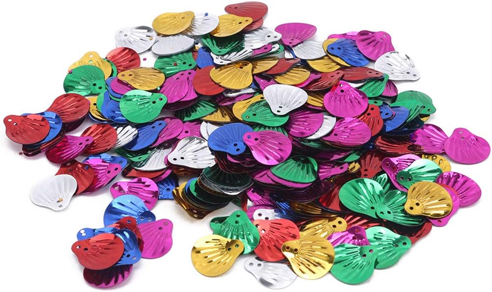 INSEET 260 Pieces Colorful Sea Shell Sequins Creative Shining Sequins Greeting Card Decoration for Kids Handmade DIY, Shell