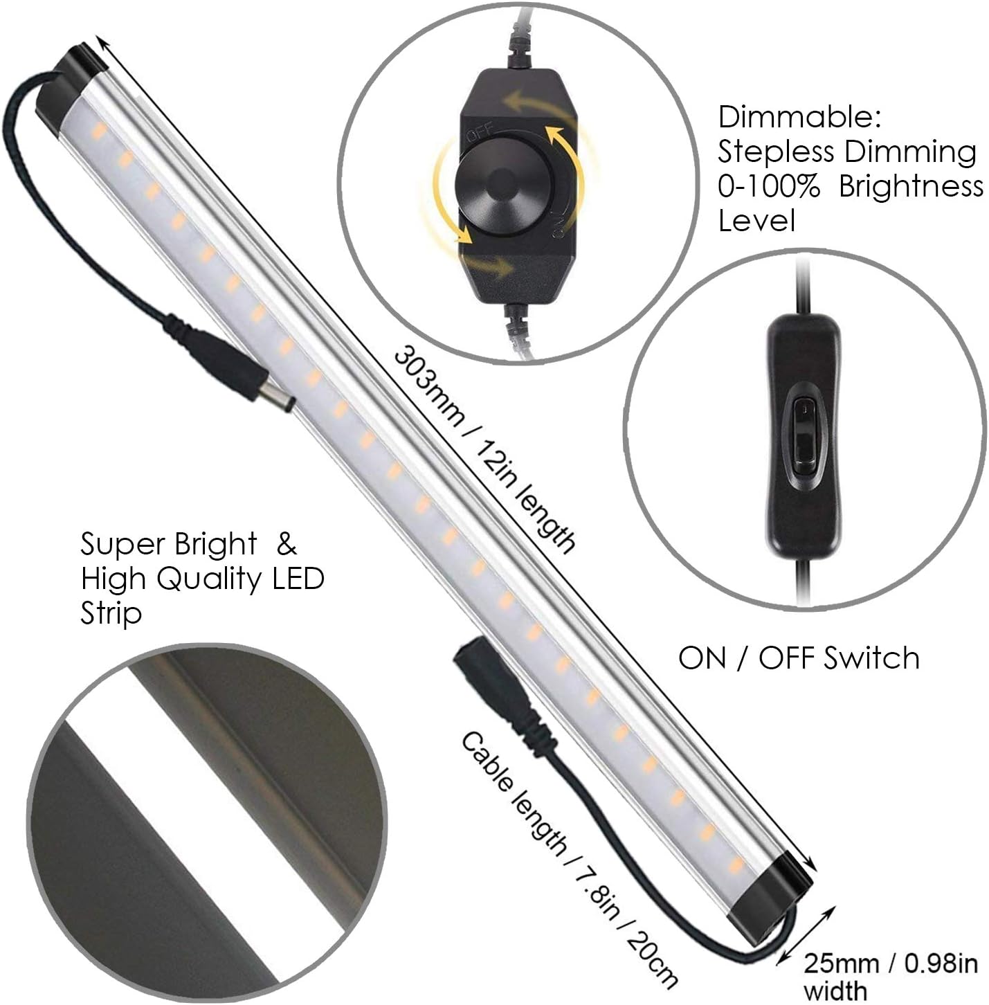 LED Under Lighting Kits Plug Albrillo Dimmable Bright Light