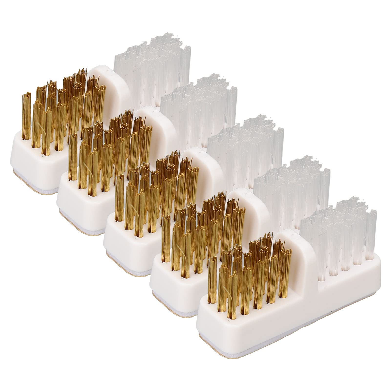5pcs Nail Drill Bit Cleaner, Portable Size Bristles Metal Plastic Nail Bit Cleaning Accessories, White Copper Colored