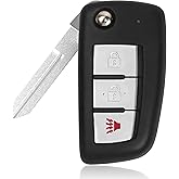 Key Fob Fit for Nissan Rogue 2014 2015 2016 2017 2018 2019 Car, 3-Button Flip Remote Replacement, Keyless Entry Uncut Ignition Accessories, FCC ID: CWTWB1G767, Replace H0561-4BA1A, H0561-4BA1B, 434MHz
