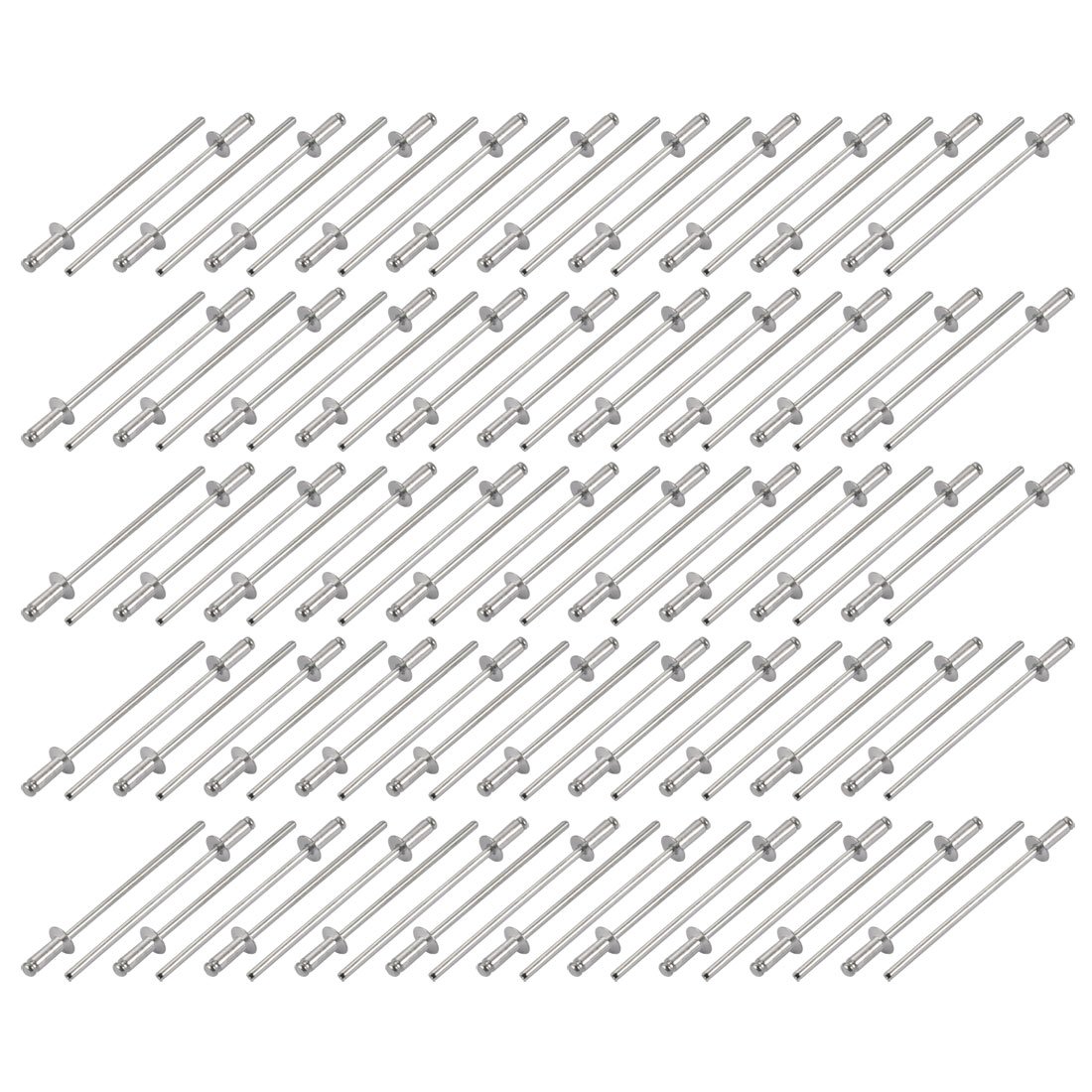 Sourcingmap M2.4x6mm Aluminum Open End Countersunk Head Blind Rivets Silver Tone 100pcs