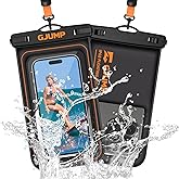 GJUMP 2 Pack Floating Waterproof Phone Pouch, Up to 8.3" IP68 Cellphone Dry Bag Compatible for iPhone 16 15 14 13 Pro Max Samsung Galaxy, Essential for Beach Cruise Ship (Orange*2)