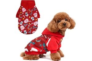 EXPAWLORER Christmas Dog Hoodie,Soft Dog Sweater,Winter Autumn Fleece Sweatshirt with Pattern,Pet Clothes Outfits for Puppy,Cat, Small Medium Large Dogs
