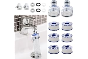 2 Pack Sink Water Filter Taps, Universal 360° Rotating Water Purifier, Bathroom Faucet Filter Removes Chlorine Fluoride Heavy