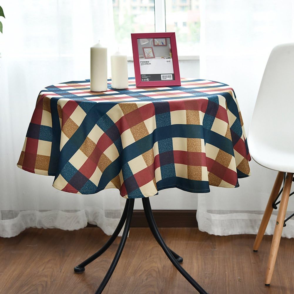 Mediterranean red-blue plaid tablecloth table cloth round tablecloth small tea table gabe-A diameter120cm(47inch)
