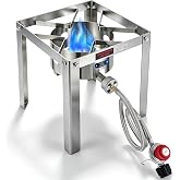 ARC Propane Burner 55,000BTU Stainless Steel Gas Camping Stove for Outdoor Cooking Camping, Turkey Fry, Crawfish Boil, Homebrewing