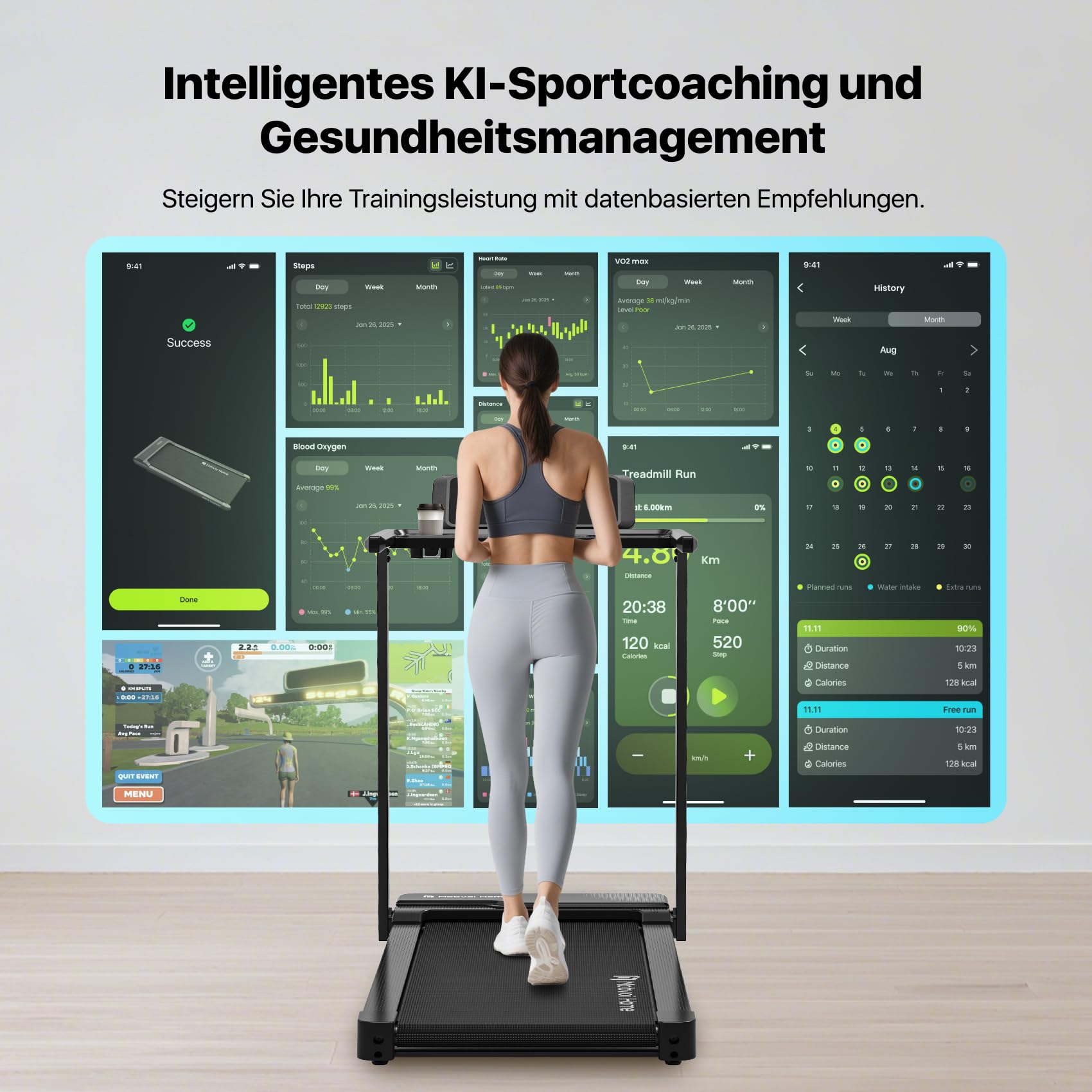 Mobvoi Home Laufband Ultra Intelligente KI 3-in-1 Gehpad mit 6% Steigung 2,5 PS Laufband zum Gehen und Laufen Halterung für Tasse Telefon Laptop Große Lauffläche TicSports Zwift Kinomap 12km/h 120kg 4
