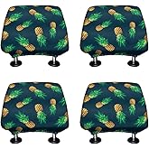 WIRESTER Set of 4 Car Seat Head Rest Cover, Protective Fabric Design Cover Decoration for All Cars - Solid Color, Cute Pattern Design