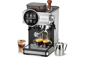 Spacekey Espresso Machine with Grinder - 20 Bar All-in-One Coffee Maker with Milk Steam Wand/Frother, Cold Brew, 30 Grind Set