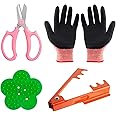 4PCS Garden Pruning Shears Scissors Kit, Rose Thorn Remover, Tree Pruner Hand Tools, Cordless Trimmer & Floral Gloves for Gardening Flower Arrangement