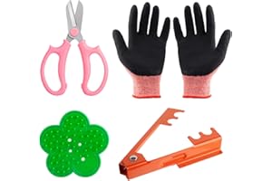 CODACE 4PCS Garden Pruning Shears Scissors Kit, Rose Thorn Remover, Tree Pruner Hand Tools, Cordless Trimmer & Floral gloves for Gardening Flower Arrangement