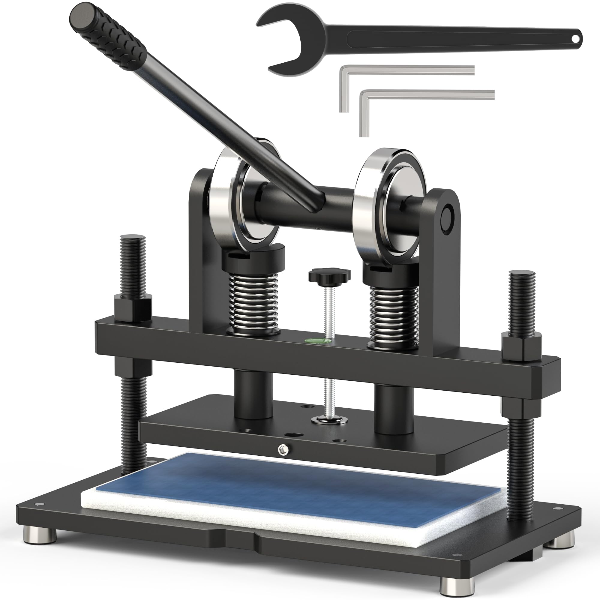 Photo 1 of [Updated] Leather Cutting Machine, 260 x 150 mm Adjutable Manual Hand Press Leather Embossing Leathercraft Mold Die Cutter with 10.2 x 5.9 inches Upper Plate for Various of Materials, Matte Black