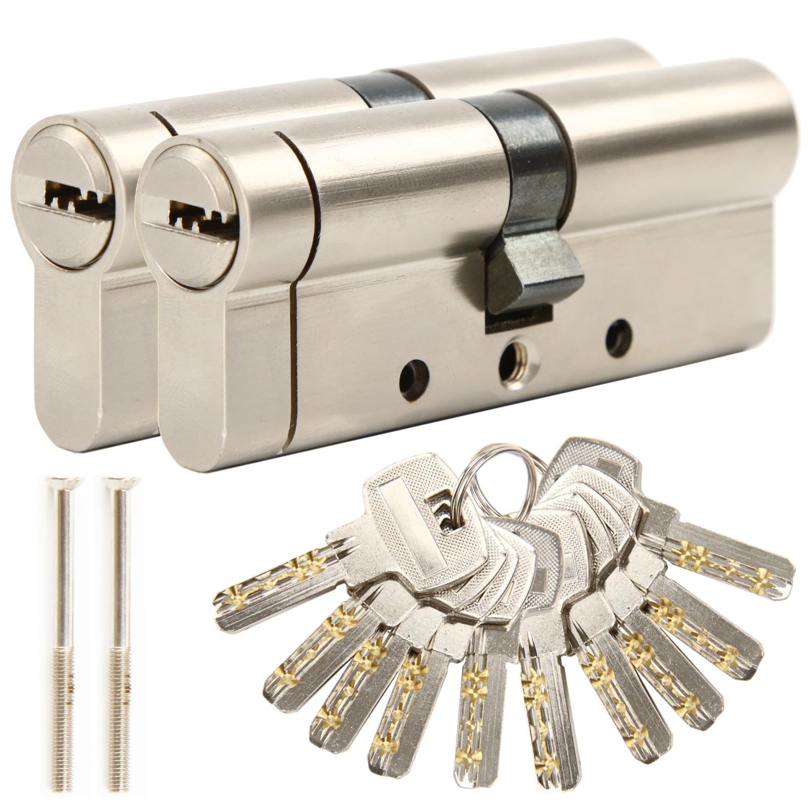 SEPOX® 2PCS Pack 90mm(45/45) Door Barrel Lock Euro Cylinder with Keys High Security Computer Key Different Anti Snap High Security Composite Door Barrel Profile Lock 90mm Overall — image 1