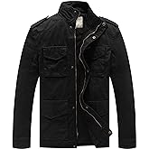 WenVen Men's Lightweight Military Style Jacket Twill Cotton Windbreaker