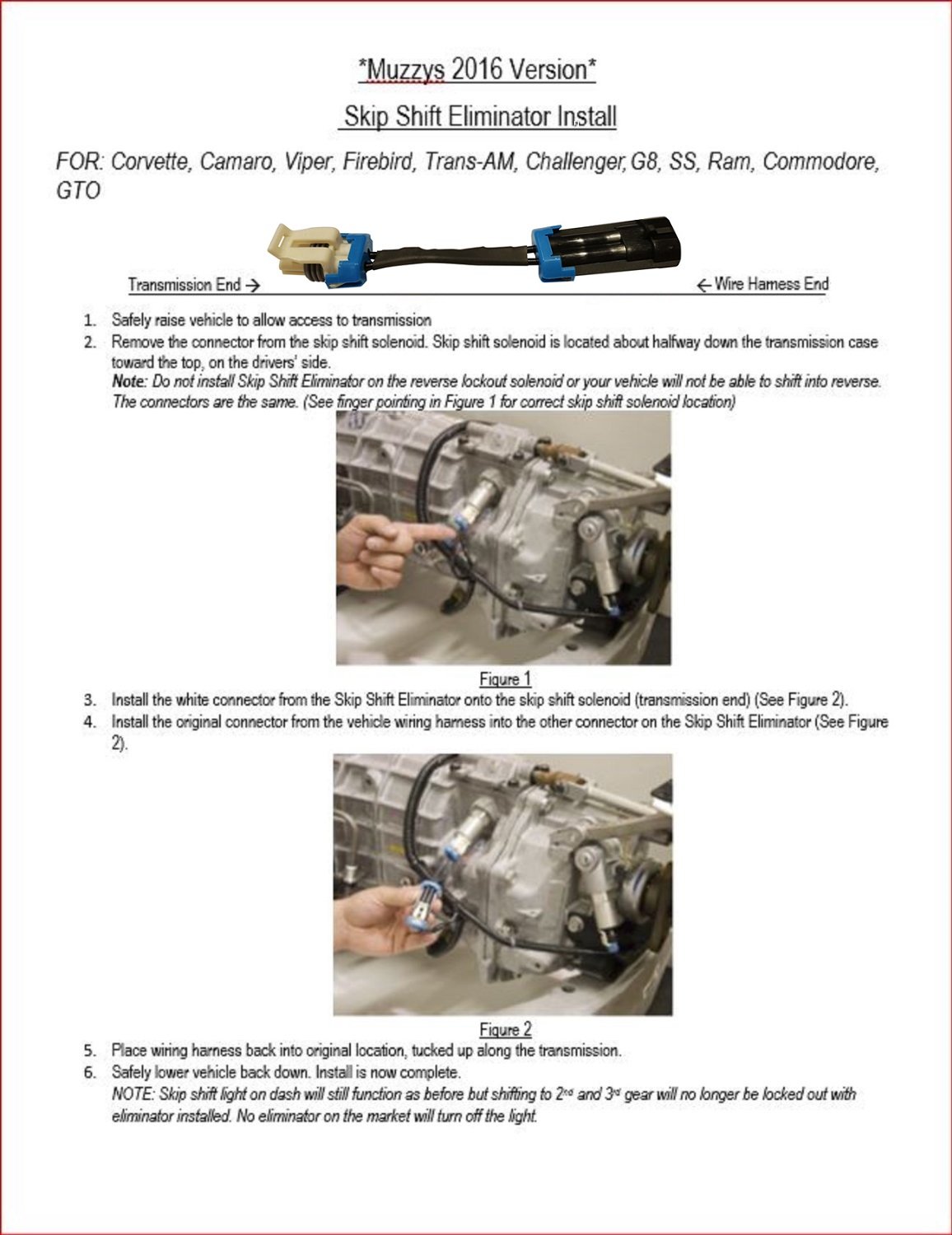 Galleon - Muzzys 93-17 Camaro 97-17 C5 C6 C7 Corvette CAGS Skip Shift  Eliminator Bypass Kit