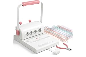 MAKEASY Binding Machine Hole Pitch 2:1 - Portable Book Binding Kit with 10PCS 5/8'' Binding Wires & Plier, for DIY Notebooks, Albums, Journals, and Calendars – Circle Holes, 20 Sheet Punch Capacity