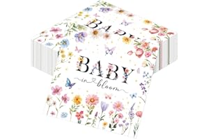 Musaeva Baby in Bloom Party Napkins - 50 Pcs Wildflower Baby in Bloom Baby Shower Decorations, Disposable Spring Floral Flowe