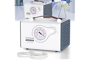 GOYOJO Oilless Vacuum Pump, 15L/Min With Dual Pressure, Lab Liquid Vacuum Filtration Fractionation, Adjustment Flow Portable Quiet Diaphragm Pressure Pump Equipped 2 Rubber Hoses, For Silicone Mold And Epoxy