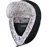 POL PARKMAN Winter Trapper Hat for Men Women, Russian Ushanka Aviator Warm Cold Trooper Hat for Skiing Hunting Black