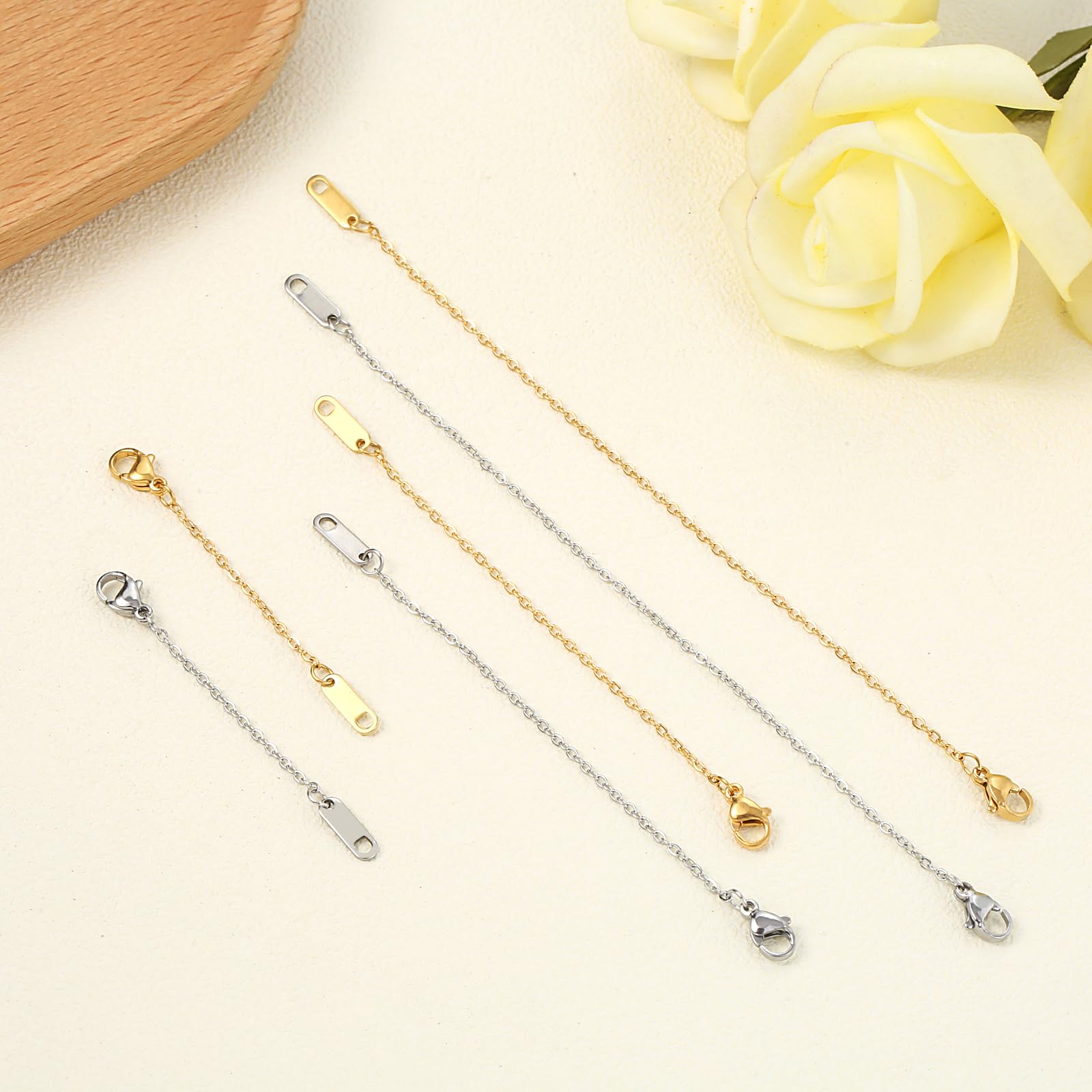 KOPOX 6 Pcs Gold and Silver Plated Necklace Extenders for Necklaces, 2