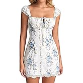 KUTUMAI Vintage Lace Up Floral Corset Mini Dress Cute Summer Short Graduation Dresses for Women 2026