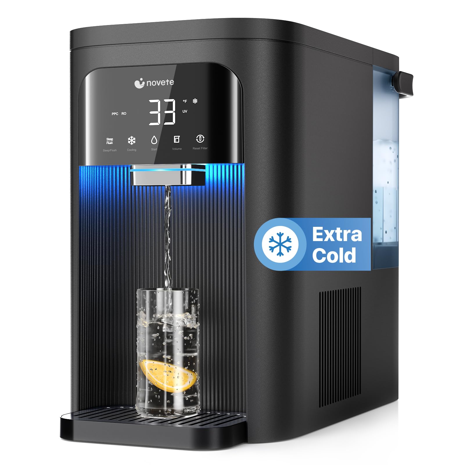 Photo 1 of ***FINAL SALE***NOVETE Reverse Osmosis Water Filter Countertop, UV Cold Water Down to 32?, NSF/ANSI 42/58 Certified, 4:1 Pure to Drain, No Installation Needed, 8-Stage RO Water Filtration System, CRF1A-QS, Black