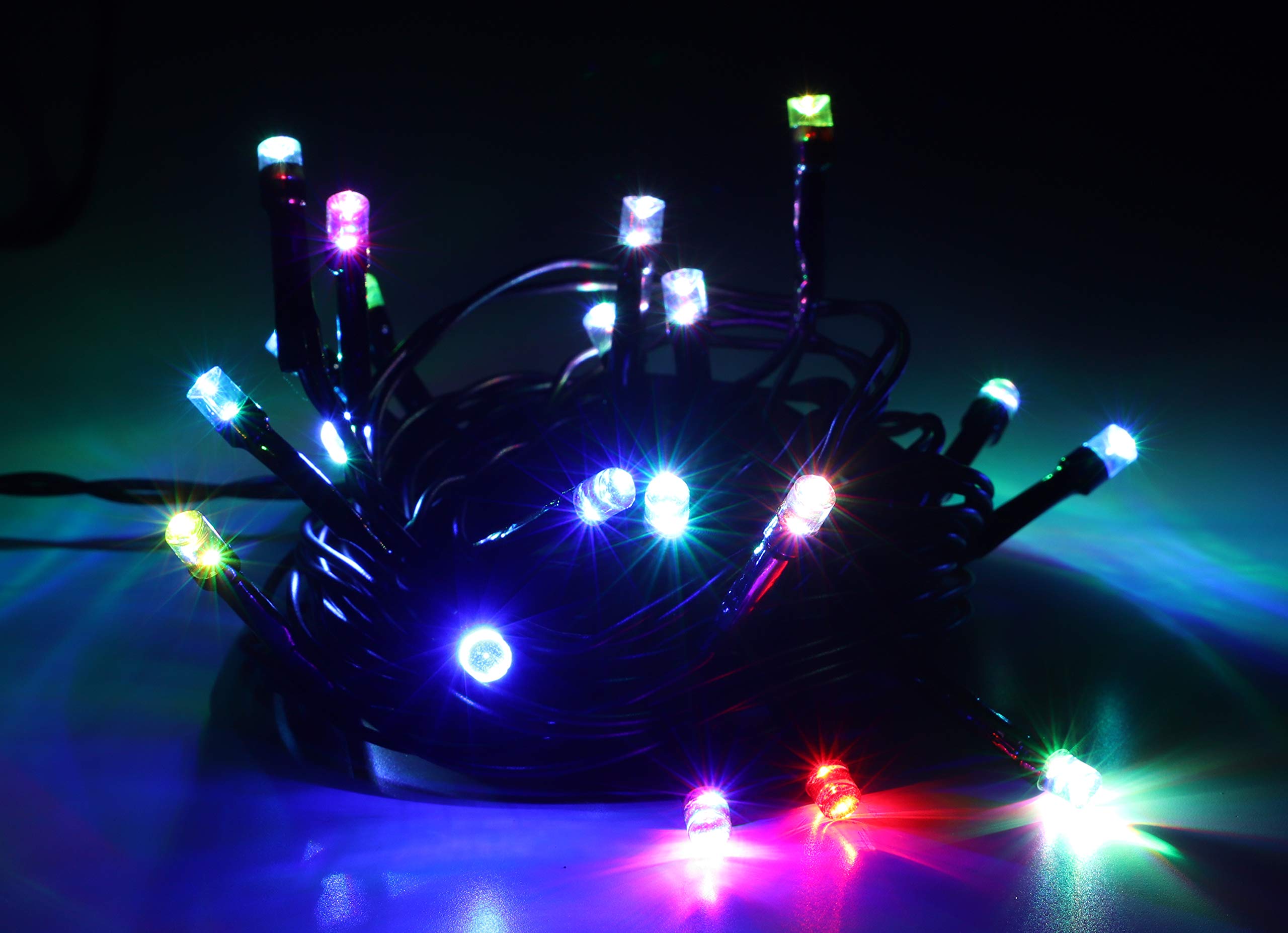 Christmas Concepts® 20 Multi Colour Slow Colour Changing LED Lights with 5m (16.4ft) Black Cable -Fariy Lights - Bedroom Decorations - Indoor Lighting