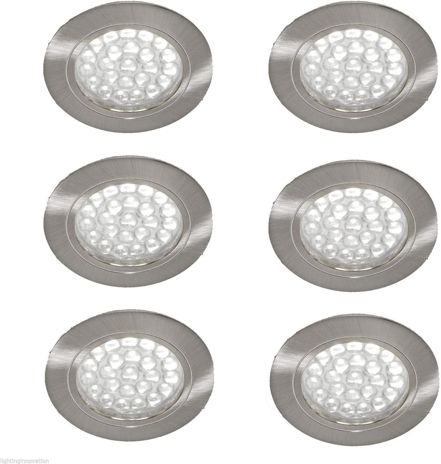Lighting Innovations 6 X 12V LED RECESSED DOWNLIGHT CAMPERVAN CARAVAN MOTORHOME BRUSHED CHROME LIGHT COOL WHITE