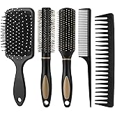 5Pcs Hair Brushes for Women Hair Comb Set Detangler Brush for Men and Women Wet, Dry, Curly and Straight Hair