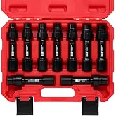 CASOMAN 9-Piece 1/2 Inch Drive Driveline Limited Clearance Socket Set, Deep Impact Swivel Socket Set, 12-Point, Metric, 8mm - 17mm, Cr-Mo Steel, with Heavy Duty Storage Case